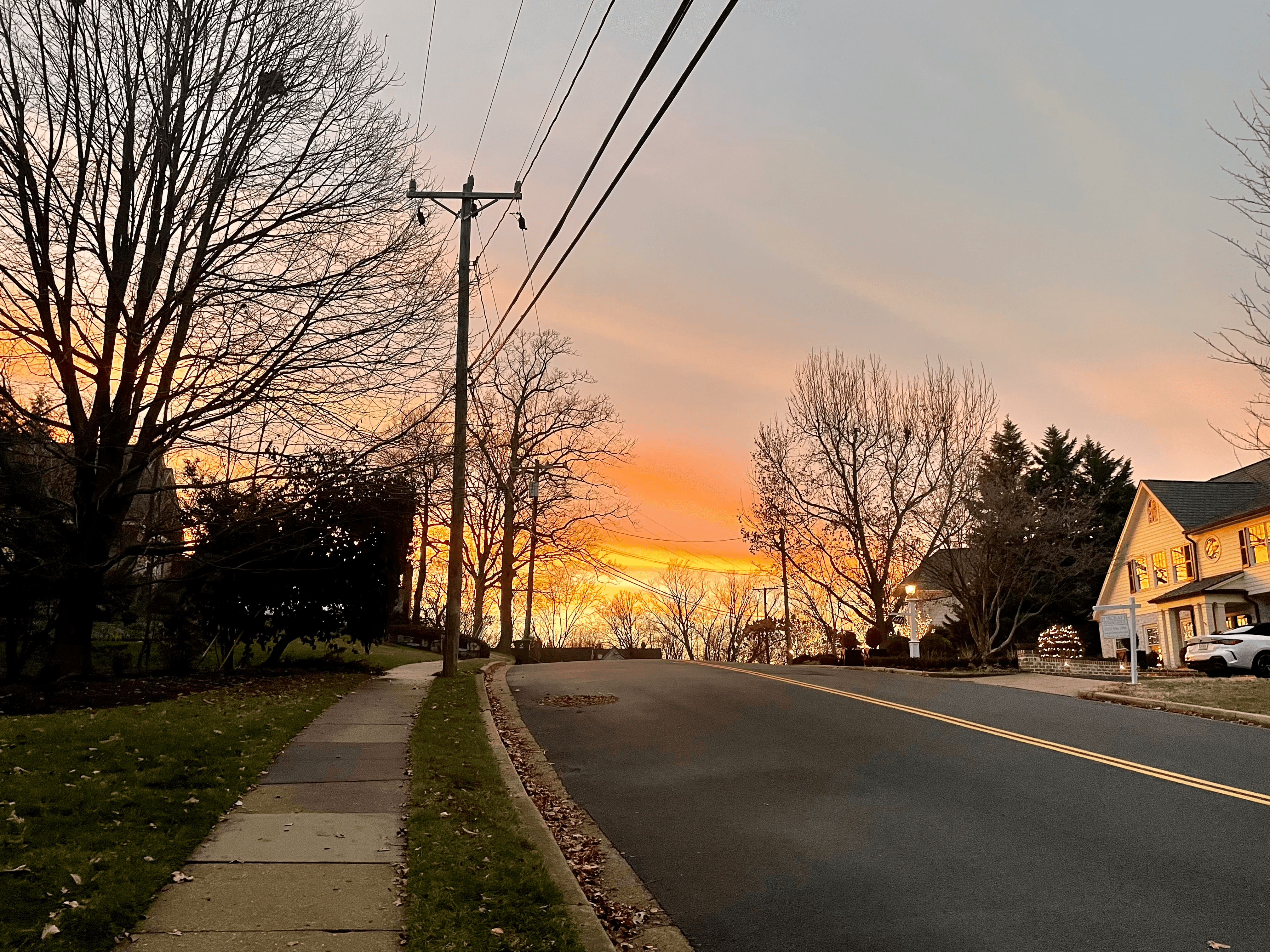 Orange sunset on a hill