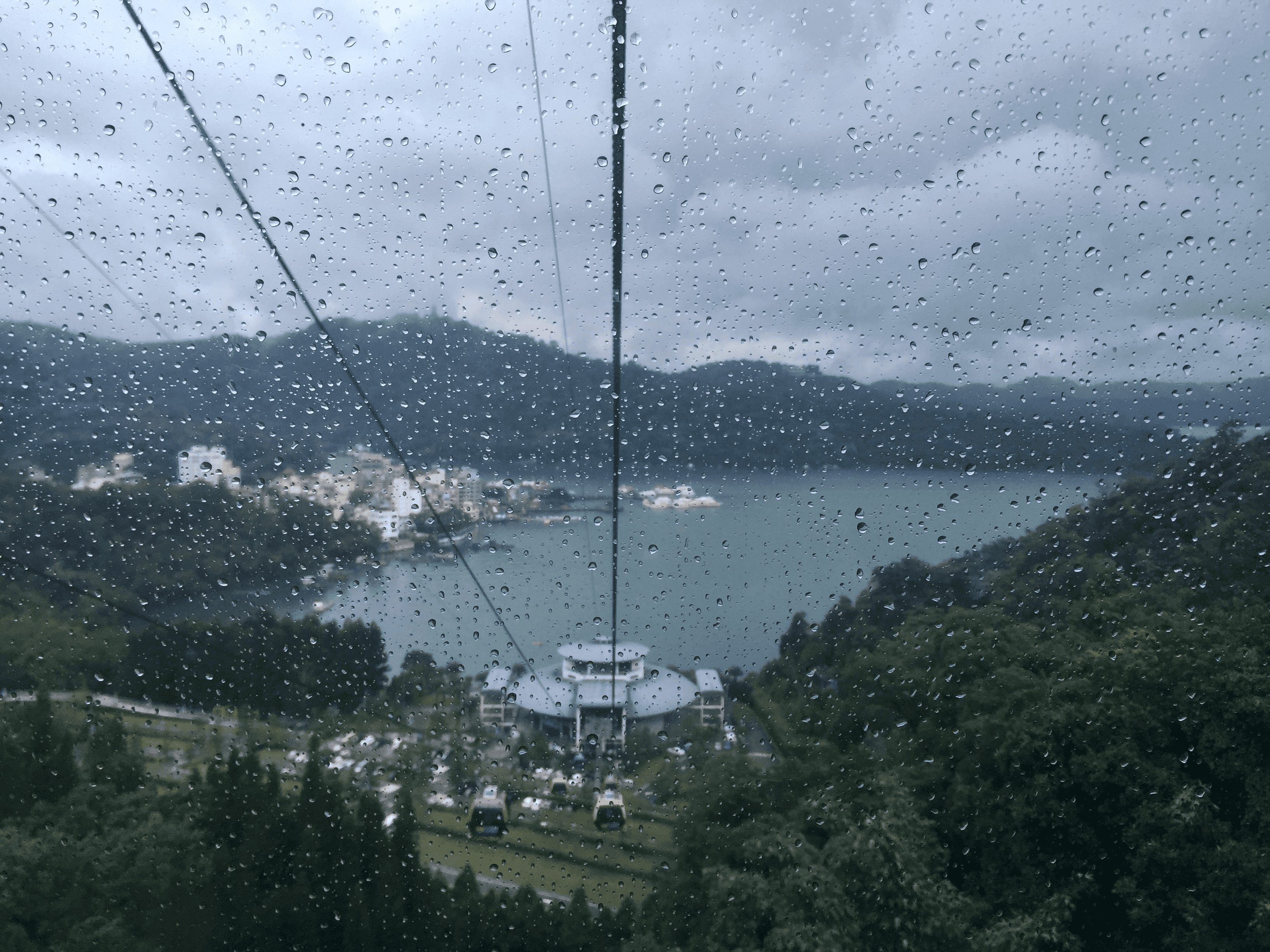 Gondola at Sun Moon Lake during a typhoon