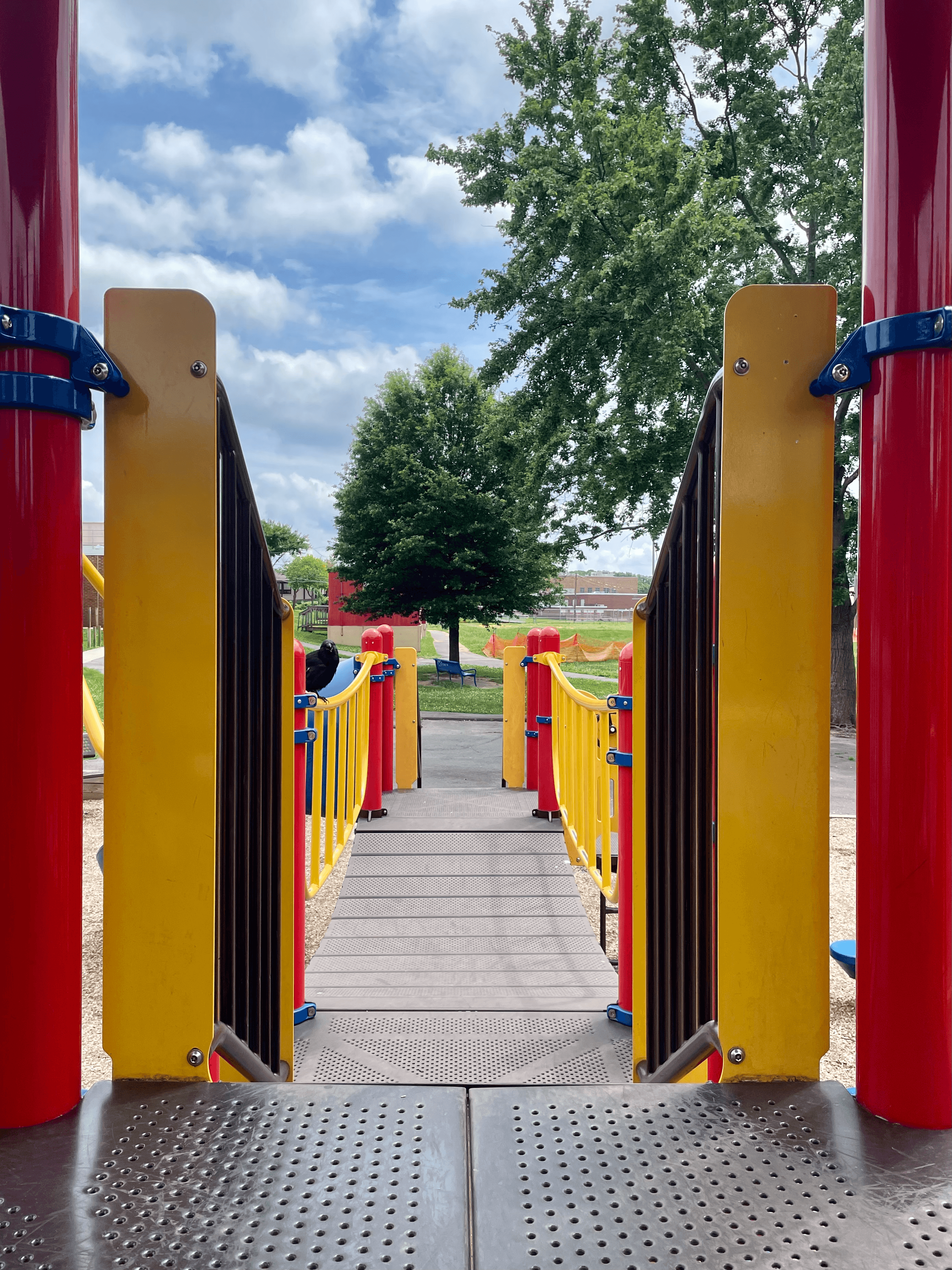 Bright playground evoking childhood memories
